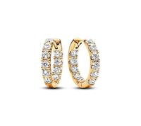 Pandora Timeless Pendientes de aro chapados en oro de 14 quilates con circonitas cúbicas transparentes
