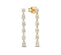 Pandora Pendientes de aro Timeless chapados en oro de 14 quilates con circonitas transparentes