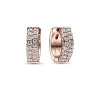Pandora rose pendiente aro fila doble pave