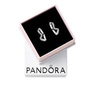 Pandora Timeless Pendientes de aro con diseño de onda centelleante de plata de ley con circonitas cúbicas transparentes