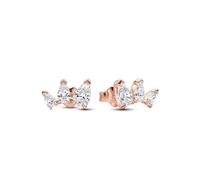 Pandora Pendientes de botón Timeless chapados en oro rosa 14 kt con circonitas cúbicas transparentes