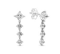 Pandora Timeless Pendientes de botón con diseño de círculo y cuadrado centelleantes de plata de ley con circonitas cúbicas transparentes