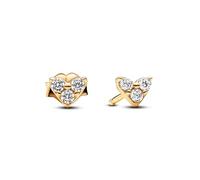 Pandora Gema Pendientes de botón con un recubrimiento en oro de 14k Corazón Triple 263003C01