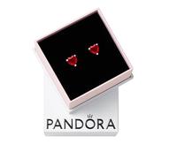 Pandora Timeless Pendientes de botón con diseño de corazón de plata de ley con cristales rojo cereza jubileo