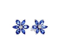 Pandora Pendientes de botón en plata de ley Herbario Brillante Azul 292407C01