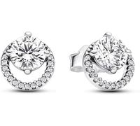 Pandora Timeless Pendientes de botón de plata de ley con circonitas cúbicas transparentes