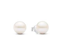 Pandora Timeless Pendientes de botón de plata de ley con perla blanca cultivada de agua dulce tratada de 7 mm
