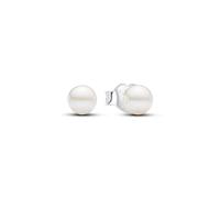 Pandora Timeless Pendientes de botón de plata de ley con perla blanca cultivada de agua dulce tratada de 4,5 mm