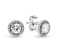 Pandora Timeless - Pendientes redondos de plata de ley con circonita cúbica transparente brillante para mujer