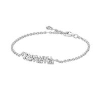 Pandora Timeless Pulsera con diseño de corazón de plata de ley con circonitas cúbicas transparentes, 16