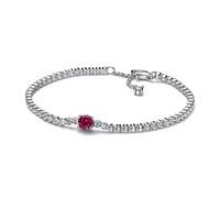 Pandora Timeless Pulsera de plata de ley con cristal rojo cereza jubileo y circonitas cúbicas transparentes, 20