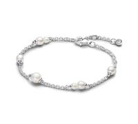 Pandora Timeless Pulsera de plata de ley con perla blanca cultivada de agua dulce tratada y circonitas cúbicas transparentes, 20