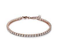 Pandora Timeless Pulsera de tenis centelleante chapada en oro rosa de 14 quilates con circonitas cúbicas transparentes, 16