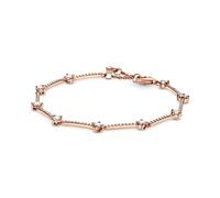 Pandora Timeless Pulsera de tenis centelleante con engaste pavé chapada en oro rosa de 14 quilates con circonitas cúbicas transparentes, 16