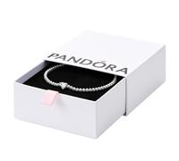 Pandora Timeless Pulsera de tenis con corazón de plata de ley con circonitas cúbicas transparentes, 16
