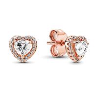 Pandora Timeless Women's 14k Rose Gold-Plated Sparkling Elevated Heart Stud Earrings
