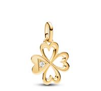 PANDORA ME Medallón con diseño de trébol chapado en oro de 14 quilates con circonitas cúbicas transparentes