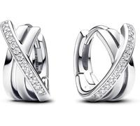 Pandora Pendientes de Aro 293150C01 Cruzados Pavé con Circonitas Cúbicas