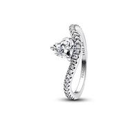 PANDORA Wave Heart Sterling Silver Ring with Clear Cubic Zirconia