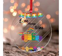 Panel acrílico manchado para colgar en la ventana, con texto en inglés "Love Always Wins LGBTQ", diseño de camión LGBTQ, colorido desfile del mes LGBTQ, desfile del orgullo gay y lesbiano