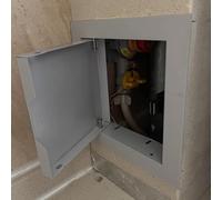 Panel de acceso de metal para instalaciones de fontanería - Puerta de acceso con botón pulsador para tabiques de yeso en el ático, puerta de acceso a pared pequeña o techo para un fácil mantenimiento