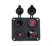 Panel de alimentación eléctrica para coche con doble USB de carga rápida interruptor basculante y pantalla de voltaje real para 12V 24V RV barco yate camper UTV (rojo)