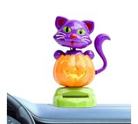 Panel de baile solar Juguetes de baile - Divertidos adornos de gato de calabaza con cabezal de sacudida solar | Estatua de decoración del auto de Halloween | Juguetes de baille con solares con movimie
