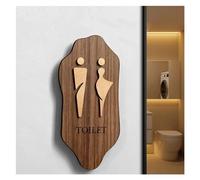 Panel de baño de madera para hombres y mujeres, adhesivo de pared para inodoros de hotel, instrucciones de baño