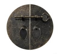 Panel de bloqueo de hebilla de hierro redondo de estilo chino tradicional con artesanía de cobre, para asegurar armarios de muebles, puertas y cajones