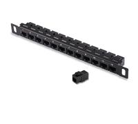 Panel de conexión Cat6 de 12 puertos 0.5U, puerto de cable de red Pro Rj45, marco de gestión de cables de enchufe recto, alta velocidad, transmisión estable para montaje en rack T1, estante de