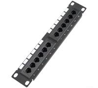Panel de conexión de 12 puertos para redes Cat5e/Cat6, contactos dorados, carcasa de acero resistente, diseño modular para sala de servidores y armarios, gestión de cables, color negro, 25,3 x 4,4 cm