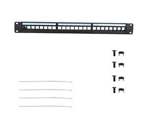 Panel de conexión de datos montable de 19 pulgadas y 24 puertos, bastidor de cables de red CAT6, acero laminado en frío con marco de línea de fuerza autofijo, para gestionar