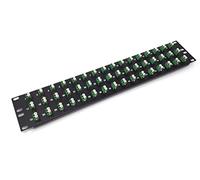 Panel de conexión de fibra LC de 48 puertos APC monomodo (acopladores verdes) (cargado 2u) 19 pulgadas