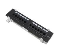 Panel de conexión de red de 12 puertos UTP sin blindaje Cat 5e/Cat 6 montado en bastidor/montado en la pared puertos RJ45 negros (Cat 6 montado en la pared)