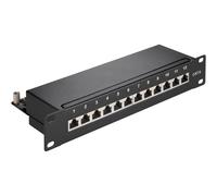 Panel de conexión Goobay 93793 12 puertos RJ-45 Cat6 rack 1U STP negro