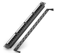 Panel de conexión RJ45 CAT6 UTP de 24 puertos, 19 pulgadas, 1U, marco de cable, placa frontal, montaje en rack, 50U, chapado en oro, parte trasera
