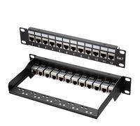 Panel de conexiones Cat 7, 1U 12 Puertos, panel de conexión Keystone de 10 pulgadas, panel de distribución LSA, acoplador Keystone blindado RJ45, compatible con cables de red Cat 7/6A/6/5e y Cat5