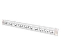 Modular Patch Panel, shielded, 24-port blank, 1U, Rack Mount, transp. label field, grey