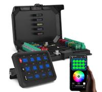 Panel de conmutación Chelhead 12 vías con control APP RGB 80A multifunción retroiluminado de intensidad variable Bluetooth panel de conmutación remoto impermeable universal
