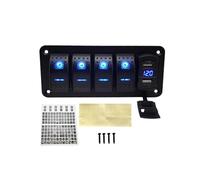 Panel de conmutador de barco marino de 2, 3, 4, 5, 6 marchas, A Dual USB azul LED ON-OFF Interruptor basculante para barco caravana RV 12 V 24 (verde)
