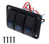 Panel de Control de aluminio de 12v/24v, interruptor de encendido/apagado de 3 posiciones, interruptor basculante resistente al agua con luz LED azul para coche, caravana, remolque, barco