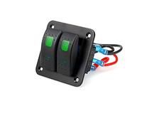 Panel de Control de Aluminio WANGCL de 12V/24V, Interruptor de Palanca de Encendido/Apagado de 2 Posiciones, Resistente al Agua con luz LED Verde para Coches, caravanas, remolques, Barcos