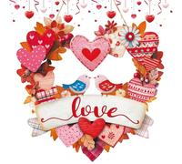 Panel de corazón decorativo - Decoración de San Valentín, madera campaña, suspensión de entrada a casa, ambiente cálido amor | para interior salón ventana boda parejas