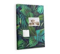 Panel de corcho horizontal | tablero mural grande para planificación y organización | oficina hogar escuela | superficie amplia para notas fotos - 40x60 - metálico - Hojas oscuras exóticas