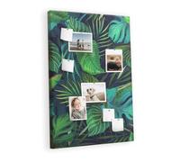 Panel de corcho horizontal | tablero mural grande para planificación y organización | oficina hogar escuela | superficie amplia para notas fotos - 80x120 - metálico - Hojas oscuras exóticas