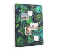 Panel de corcho horizontal | tablero mural grande para planificación y organización | oficina hogar escuela | superficie amplia para notas fotos - 70x100 - metálico - Hojas oscuras exóticas