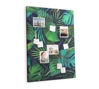 Panel de corcho horizontal | tablero mural grande para planificación y organización | oficina hogar escuela | superficie amplia para notas fotos - 100x140 - vistoso - Hojas oscuras exóticas