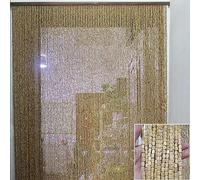 Panel de cortina de bambú beige con cuentas para puerta, cortina de cuerdas para sala de estar, dormitorio, puertas y ventanas, decoración separadora de habitaciones, 80 x 150 cm, elegante decoración