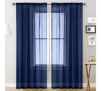 Panel de cortina de gasa transparente de 140 x 260 cm de poliéster con malla de tul para sala de estar, dormitorio, con bolsillo para barra, lavable a máquina, 7 colores