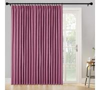 Panel de cortina plisada de lino sintético extra ancho de 80 x 96 pulgadas, ideal para teatro, cine, cafetería, hotel, elegante color lila, 1 solución de cortinas